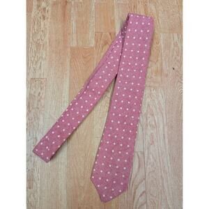 Mens slim red with pink polka dot tie 100% cotton Mosaic